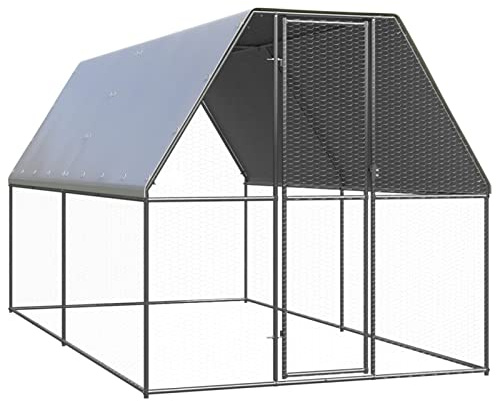 Chaduof Outdoor-Hühnerkäfig, Hühnerstall, Hühnerhaus, Kaninchenstall, Hühnerauslauf, Wachtelstall, Wachtel Zubehör, 2x4x2 m Verzinkter Stahl