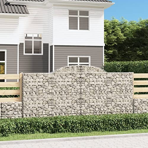 LAPOOH Gabionen mit Hochbogen 7 STK Gabionenkörbe, Gabionen Hochbeet, Steinkorb, Gabionengitter, Drahtkorb Für Pflanzen, Kräuterspirale Für Garten, 300x50x140/160cm Verzinktes Eisen