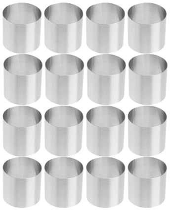 Jimenez Round Cake Ring Mold Set Stainless Steel Baking Rings 16Pcs Dessert Mousse Mold Set Mini Cake Pastry Ring Food Molding Set