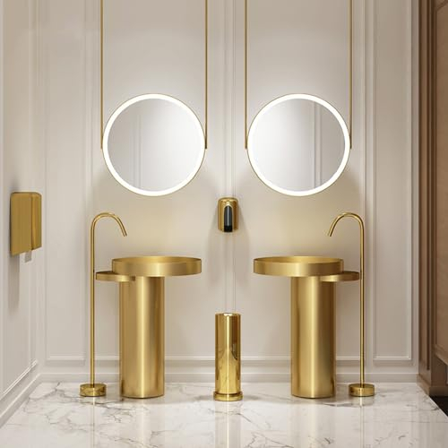 Badezimmer-Waschbecken, Standwaschbecken aus Edelstahl, integriertes bodenstehendes Waschbecken, kratzfest, Waschbecken für High-End-Hotel, Villa, Haus, Bar, Garten, Garderobe (Gold, 56 x 56 x 83 cm)