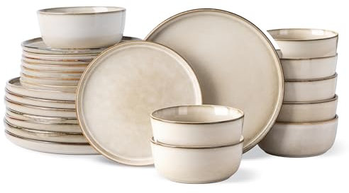 GBHOME Dinnerware Sets for 8, 24 Pieces Ceramic Plates and Bowls Set