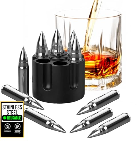 Eiswürfel Patronen, Whiskey Steine Bullets, Eiswürfel aus Edelstahl, Geschenke für Männer, Whiskey Steine Set