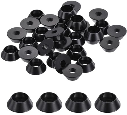 QUARKZMAN 30er Set M4 Konusbecher-Unterlegscheiben, eloxierte Aluminium-Dichtungen Kegel Senkkopf-Unterlegscheiben für Schrauben RC/FPV/PC/Drone/Mechanische Zubehör-Modellteile (Schwarz)