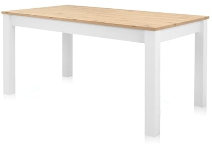 KHG Esstisch ausziehbar weiß Landhaus, Eiche, 90 cm,x75, für Wohnraum