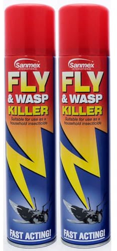 Sanmex 2 PCS FLY & WASP KILLER INSECTICIDE FAST ACTING PEST AEROSOL SPRAY 300ML