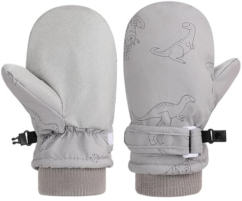 QKURT Guantes de Esquí para Niños, Guantes de Nieve de Invierno Impermeables, Guantes de Snowboard Antideslizantes a Prueba de Viento, Guantes Cálidos con Forro Polar para Niños y Niñas de 2 a 8 Años