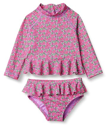 Amazon Essentials Set Rashguard Bebé Niña, Lila Rosa Intenso Posey Floral, 6-9 meses