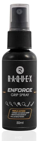 Raquex Enforce Grip Spray 50ml / 200+ Applications – Racket Grip Spray for Dry, Sweat-Free Hands. For Tennis, Squash, Padel, Pickleball, Badminton, Hockey, Cricket, Rugby