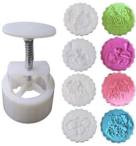 LXJLXD Mooncake Mold,150g Mold with 4pcs Flower Stamps Hand Press Moon Cake Pastry Mould
