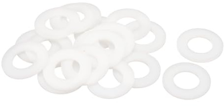 sourcing map 20 arandelas planas de nailon M24 de 24 mm de diámetro interior de 45 mm de diámetro exterior de 3 mm de grosor, arandelas lisas de plástico, cierre de junta espaciadora, color blanco
