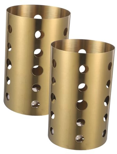 LALADEFIEE Soporte para Utensilios De Cocina De Acero Inoxidable 304, Contenedor para Palillos Pequeño y Alto, Drenaje Antioxidante, Organizador De Encimera para Uso Cocina, Pack De 2 Unidades