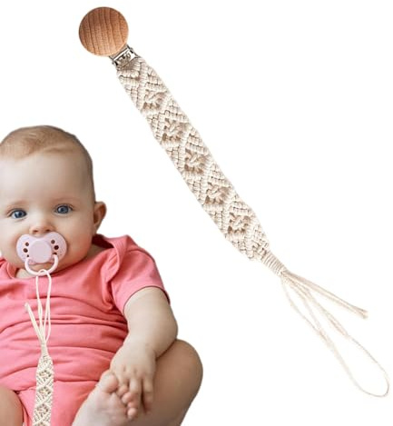 Schnullerketten, Paci Clips, handgefertigt, Boho, flexible Clips, für, Mädchen, geflochtenes Baumwollseil für Kleinkinder, zur Befestigung von Milchflaschen