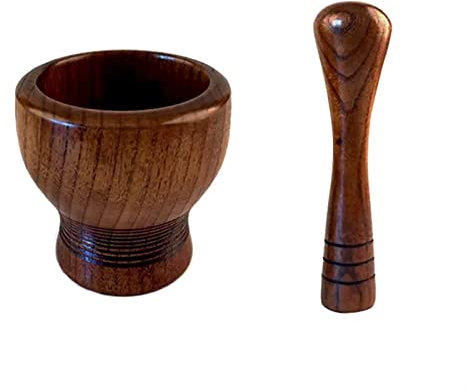 Mörser- und Stößel-Set Mörser- und Stößel-Set, hölzerne Handmörser- und Stößelmühle for Knoblauchpresse, Kaffeemühle, Ingwerbrecher, Gewürzmahlung, Gewürze und Küchengebrauch, 4,2 Zoll Pfeffer-Guacamo