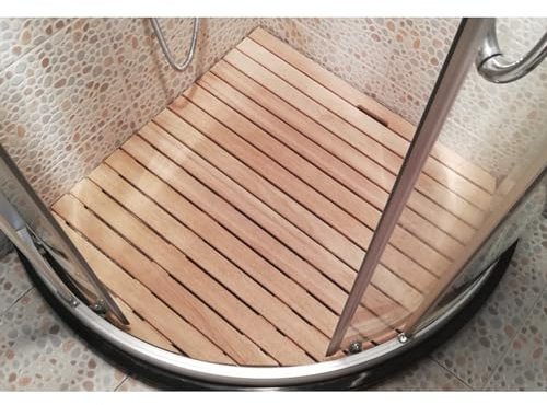 Générique Tapis de Bain en Bois Tapis de Bain en Bois Naturel, Tapis de Sol antidérapant pour Salle de Bain, Grand égouttoir Robuste, caillebotis de Douche d'angle sectoriel