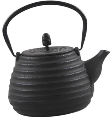 Folpus Tetera de Hierro Fundido, Tetera de 1000ml con Mango Escaldado, Tetera de Estilo Japonés con Mango Antideslizante para Té de para Cocina, Hilo Grueso, Individual