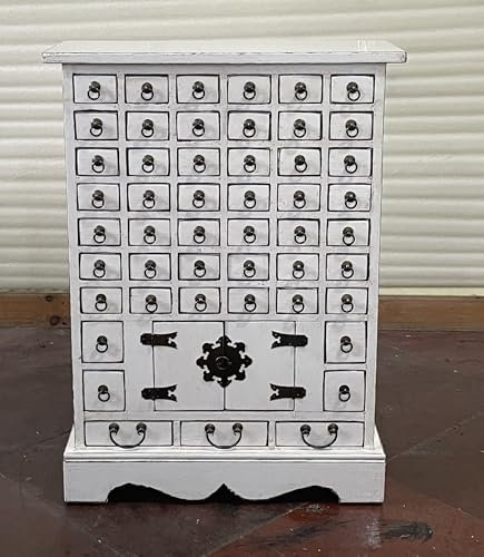 Kunibert Antiker Apothekerschrank Schrank Sideboard Kommode Kommodenschrank Apothekerkommode Sideboardschrank Breite68xHöhe91cm Massivholz weiß