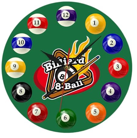 Qianly Wanduhr, Leicht Ablesbare Sport Billard Tischbälle, für