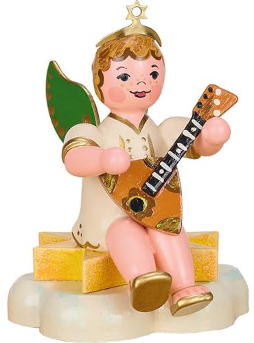 Hubrig Volkskunst GmbH Engelbub sitzend mit Balalaika - 6,5 cm
