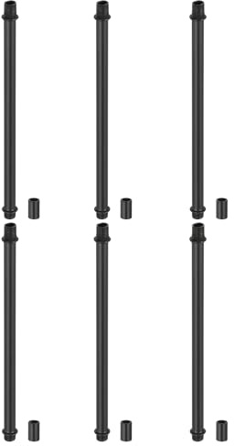 PATIKIL Kit De De Lampe Droites, 6 Ensembles M10 En Acier Au Carbone 200mm (7.87) De Longueur Avec Écrous De Raccordement Et Connecteur À Manchon Pour Lampes De Table Et Lustres, Noir