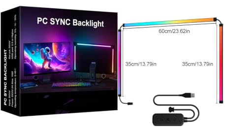 RGB Phantom Ambiente Display LED -Lichtleiste, Dynamische Farbmodi, Musiksynchronisation für Gaming -Setup, Heimkino, Party mit Kontrollierbarer Software (32 Zoll)