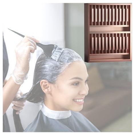 GRRICEPL Wandhalterung für Haarfarbe Organizer, Edelstahl Haarfarbe Veranstalter Rack, Farbregal für Friseursalon, Aufbewahrungsregal für Haarfarbe, Vier Farben(Braun)