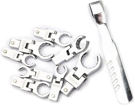 MEMEM Chiave regolabile - Chiave a cricchetto portatile Testa vibrante Set di combinazione intercambiabile Chiave flessibile rimovibile girevole a 180° Chiave professionale for cambio