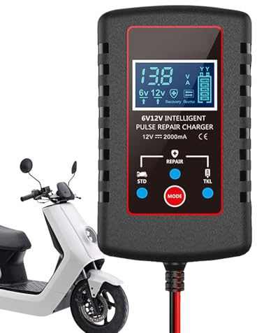 Tiajingzi Batterieladegerät für Auto, Hochleistungs -Batterie -Ladegerät | 12V 6V Smart Car Battery Warteur,Auto Desulfator, Zykluszubehör, LCD -Display -Wartungsartikel für Rasenmäher