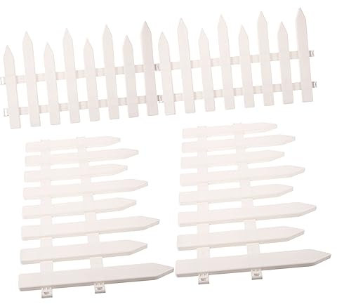 POPETPOP 4pcs Decorative Small Fence for Garden Border Plastic Picket Fence Edging for Lawn