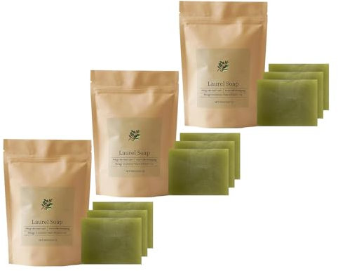 Original Lorbeer Seife, Naturseife, Lorbeeröl Olivenöl seife Echte türkische Lorbeer und Olivenseife Haar- Körper- und Gesichtsseife, 90G (3)
