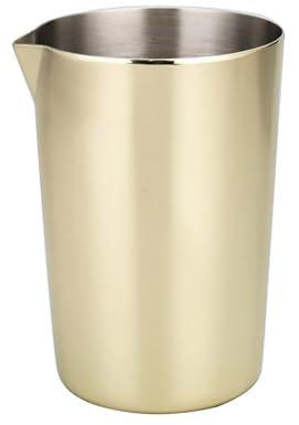 Coctelera de acero inoxidable, herramienta de barra mezcladora de 500 ml, boca ancha para verter suavemente, oro rosa, plata, chapado en oro (chapado en oro)