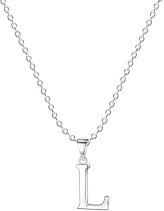 FLUFLO Damen Initialienkette mit Buchstabe L, 925 Sterlingsilber Anhängerhalskette, kompatibel mit Pandora Halsketten-Charms und Perlen, ideal für Frauen und Mädchen