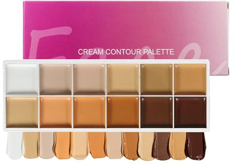 di fondotinta, palette di 12 colori in crema, correttore per donne, pelle matura, ufficio, balli, feste, matrimoni, appuntamenti, viaggi, sposa