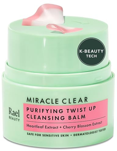 Rael Miracle Clear Cleansing Balm – Korean Skincare Melting Twist-Up Makeup Remover, Dissolves Make up, Heartleaf Extract, Non-Comedogenic, Dermatologist Tested, Vegan, Cruelty Free (50 ml)