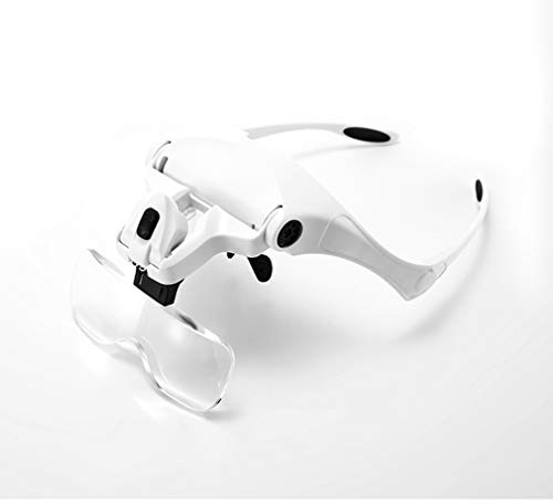 Magnifying Glass with Light Headset LED Magnifier 1x to 3.8X Zoom with 5 Interchangeable Lenses Reading Magnifier for Jewelry Identification Watch Electronic Repair Tattoo Carving