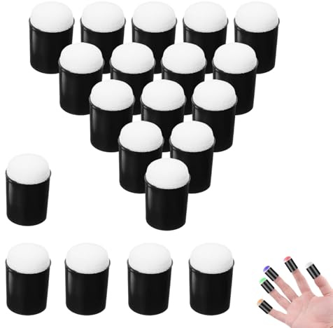 20 Stück Finger Schwamm Daubers Malerei Fingerschwamm Malschwamm mit Kunststoffgriff für DIY Gemälde Kartenherstellung Kunsthandwerk (Schwarz)