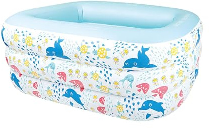 Piscine gonflable pour enfant - Piscine gonflable pour enfant - Piscine de jeu Soft Kiddie Blow Up - Piscine extérieure plate avec tache de réparation - Piscine pliable pour tout-petits - Pour balcon