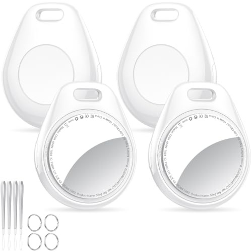 Tukio® Air Tags 4 Pack, Localizador Bluetooth Smart Tracker Funciona con Buscar Apple (Sólo iOS) Buscador de Objetos Batería Reemplazable, Rastreador para Llaves Equipaje Cartera Bicicleta Mochila