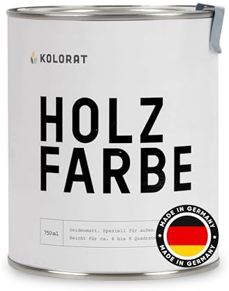 Kolorat® Holzfarbe, Weiß 750 ml | Made in Germany | Wasserbasiert, umweltfreundlich, wetterbeständig, langlebiger Holzschutz, für Holz im Außenbereich, einfache Anwendung