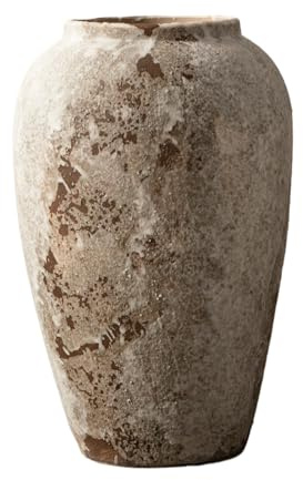 Hohe Vintage-Bodenvase Aus Keramik, Mit Erdtönen, Rustikale Hohe Keramik-Bodenvase, Große Terrakotta-Vasen, Weite Öffnung, Für Wohnzimmer Und Eingangsbereich