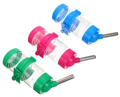 Homoyoyo 3Pcs Hamster Water Bottles Hanging Chinchilla Pet Water Dispensers Automatic Small Animal Waterers for Rabbits and Rodents Random Color