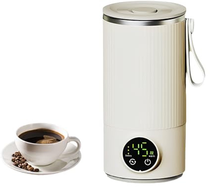 LICAEVEY Bouilloire électrique de Voyage sans Fil, Bouilloire Portable Rechargeable par USB de 400 Ml avec Chauffage et Agitation à 55 °C, Chaudière à Eau Chaude en Acier Inoxydable pour