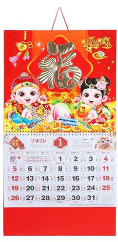 Healifty Calendario da Parete con Carattere Calendario Lunare Cinese Tradizionale per Ufficio e Casa Stampa Chiara e Dettagliata Regalo Pratico per Anno