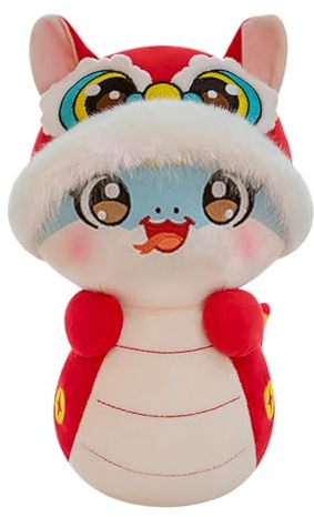 Chinese Snake Stuffed Animals, Plush Year of the Snake - Dance Lion Hat Snake Plush Keychain Charm | Backpack Pendant, Key Accessories