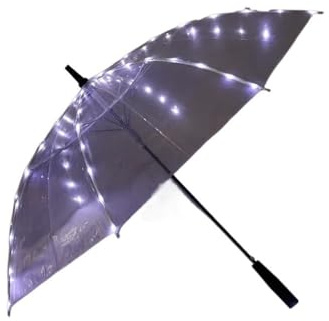 YUEMOL Durchsichtiger Regenschirm 4-farbiger LED-Regenschirm, transparente Regenschirme mit Taschenlampe, for Hochzeitsfotografie, Party, Geburtstag, Weihnachtsgeschenke(Style A)