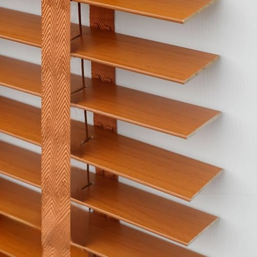 Holzrollo, horizontaler Fensterladen, 50 mm Lamellen, Braun, Verdunkelungsrollo, Innenbereich, 90 x 150 cm, stilvoller Sichtschutz für Heimdekoration