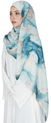Jazvano Hijab für Frauen Einheitsgröße Aquarell-Batik Islamischer Kopftuch 1pc Gebetshijab Einheitsgröße Muslimischer Alltagskopftuch Damen Khimar
