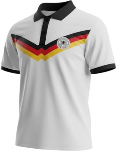 Germany Retro Polo T-Shirt Tricolor Design on White (DE/NL/SE/PL, Alphanumerisch, XXL, Regular, Regular)