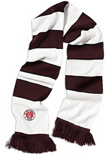 St. Pauli Schal Blockstreifen - Offizielles Lizenzprodukt - 100% Baumwolle - Männer-Fußballfans - Unisex - Brown/White Striped - Gestreift - 140 cm