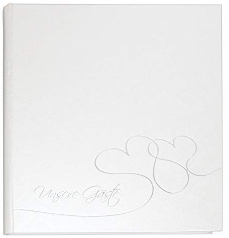 goldbuch 48004 Gästebuch mit Lesezeichen Cuore, 23 x 25cm, Hochzeitsgästebuch mit 176 weiße Blankoseiten Schreibpapier, Beschichtetes Papier mit Silberprägung, Perlmutt