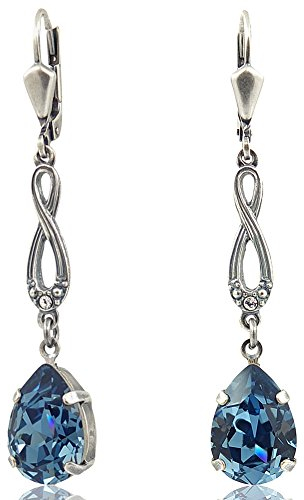 Jugendstil Ohrringe Markenkristalle Silber Blau Silberohrhänger Denim Blue NOBEL SCHMUCK